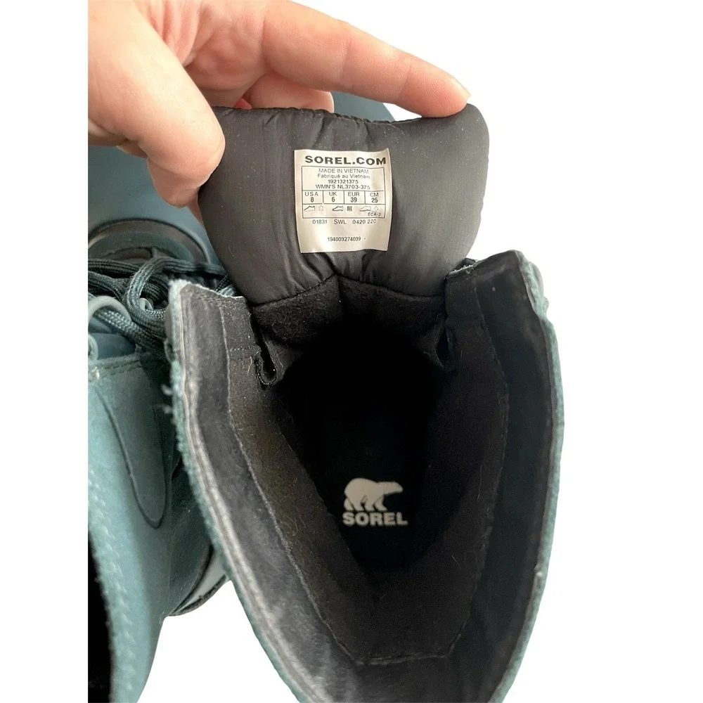 Women's Sorel Lennox Street Waterproof Lace-Up Hiking Boots Teal Blue Gorpcore 8